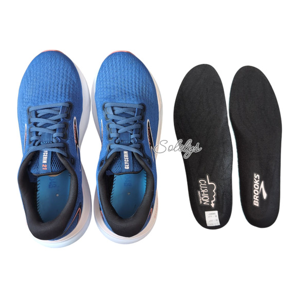 Brooks Glycerin 21 Womens 9.5 Blue Icy Pink Rose Road Running Comfort Sneaker - Picture 8 of 12